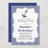 Nautische anker verjaardagsuitnodiging kaart (Voorkant / Achterkant)