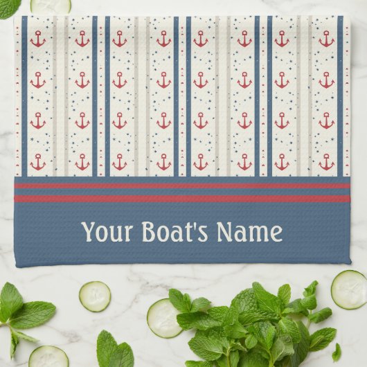 Nautische Anker Visser Varen Theedoek (Gevouwen)