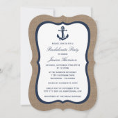 Nautische anker voor de marine op Burlap Bachelore Kaart (Voorkant)