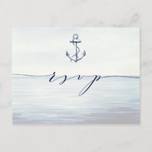 Nautische Anker Waterverf Ocean RSVP-kaart Briefkaart
