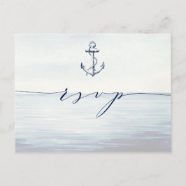 Nautische Anker Waterverf Ocean RSVP-kaart Briefkaart