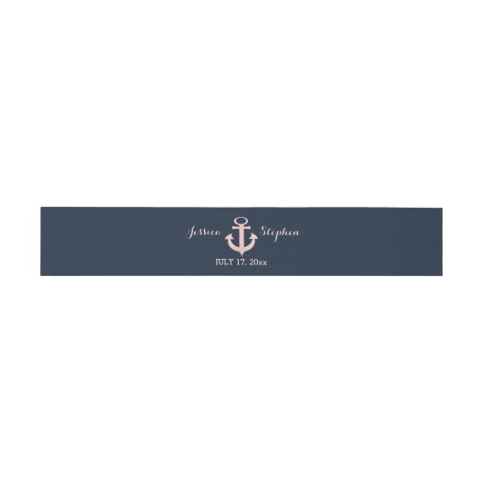 Nautische Anker Wedding Blush en Navy Blue Uitnodigingen Wikkel (Vlak)