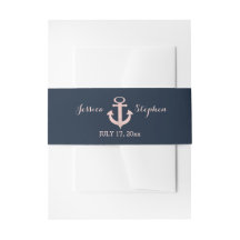 Nautische Anker Wedding Blush en Navy Blue