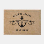 Nautische Anker Welkom Aan boord van Burlap en Zwa Deurmat (Voorkant)