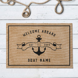 Nautische Anker Welkom Aan boord van Burlap en Zwa Deurmat