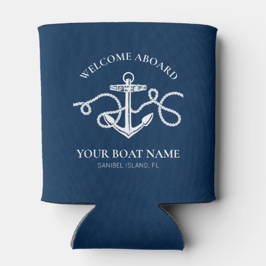 Nautische anker Welkomstnaam aan boord Blikjeskoeler (Achterkant)