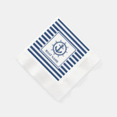 Nautische Anker Wiel Gestreepte Boot Naam Cocktail Servet (Hoek)