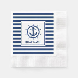 Nautische Anker Wiel Gestreepte Boot Naam Cocktail Servet