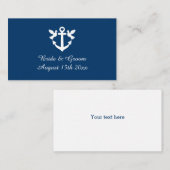 Nautische anker witte duiven elegante bruiloft informatiekaartje (Voorkant / Achterkant)