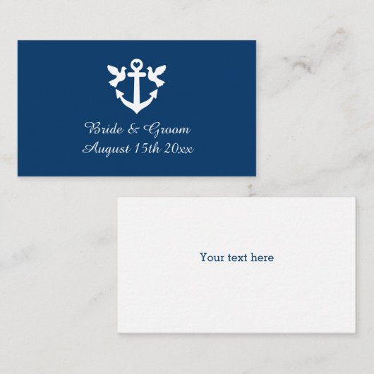 Nautische anker witte duiven elegante bruiloft informatiekaartje (Voorkant / Achterkant)