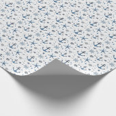Nautische Anker Zeester Blauw en Wit Cadeaupapier (Hoek)