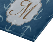 Nautische anker zeil monogram glas snijplank (Hoek)