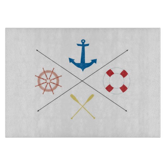 Nautische Anker Zeil Zeilglas Snijplank (Voorkant)