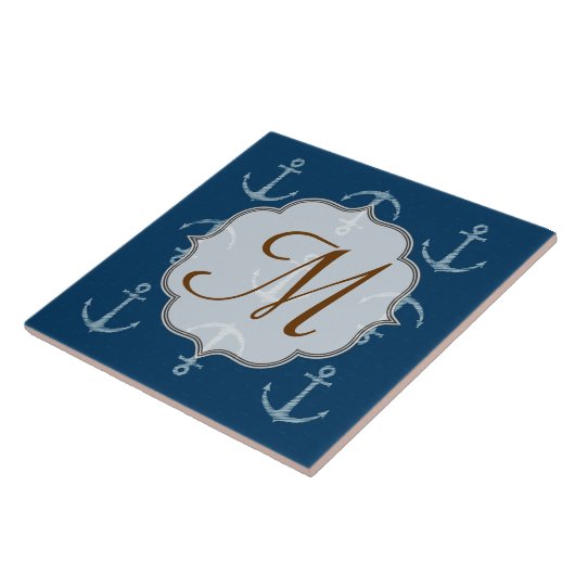 Nautische Anker Zeil Zeilmonogram Display Tegel Tegeltje (Zijkant)