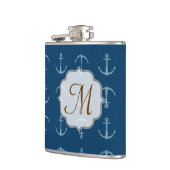 Nautische Anker Zeilen Monogram Whiskey Flask Heupfles (Links)
