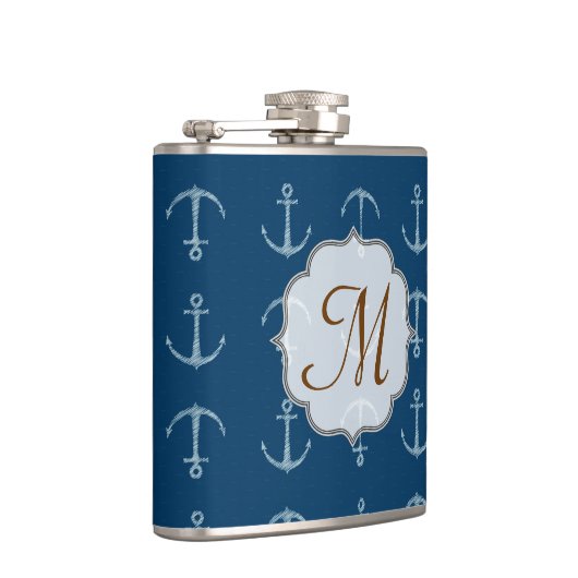 Nautische Anker Zeilen Monogram Whiskey Flask Heupfles (Rechts)