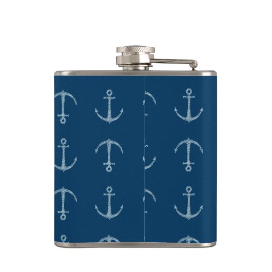 Nautische Anker Zeilen Monogram Whiskey Flask Heupfles (Achterkant)