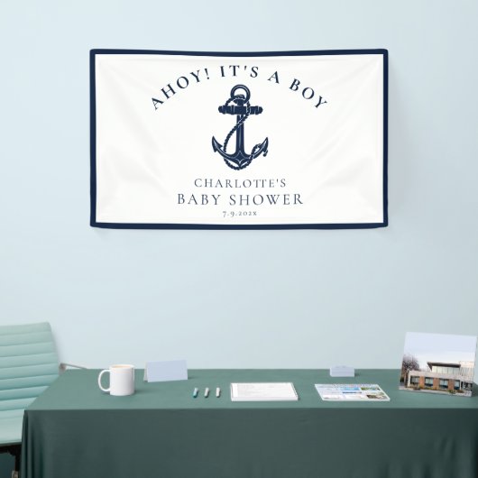 Nautische Anker Zeiljongen Baby shower Spandoek (Beurs)
