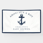 Nautische Anker Zeiljongen Baby shower Spandoek (Horizontaal)