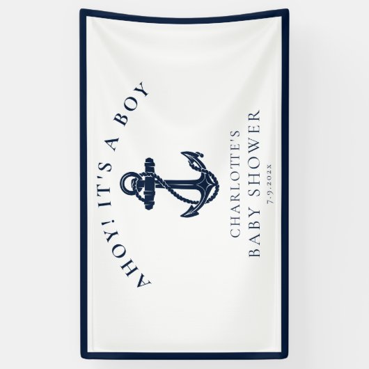 Nautische Anker Zeiljongen Baby shower Spandoek (Verticaal)