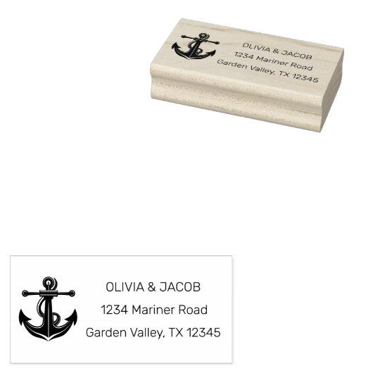 Nautische ankerboot Lake Ocean bruiloft Rubberstempel (Gestempeld)