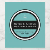 Nautische ankercirkel Wijn Etiket (Enkel label)