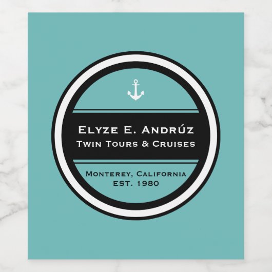  Nautische ankercirkel Wijn Etiket (Enkel label)