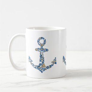 nautische ankercollage koffiemok