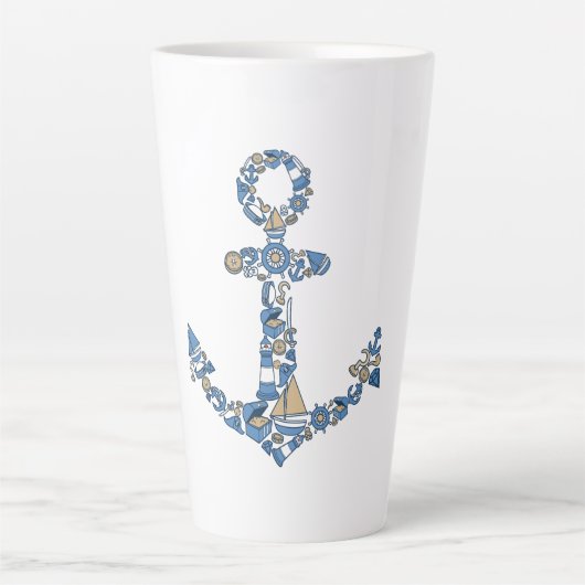 nautische ankercollage latte mok (Voorkant)