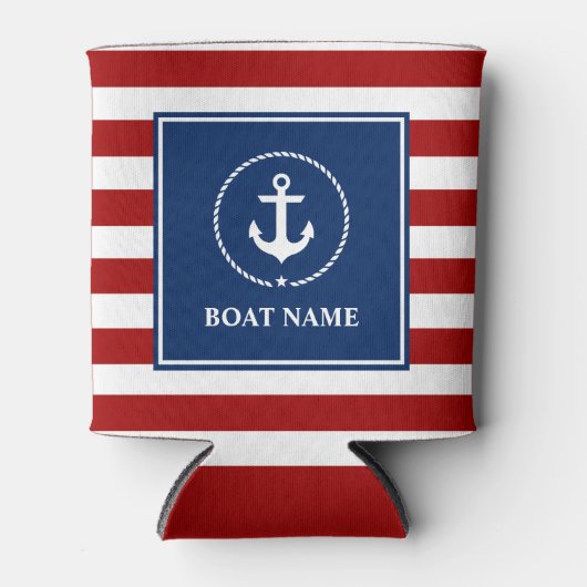 Nautische Ankerkabel Gestreepte Bootnaam RWB Blikjeskoeler (Voorkant)