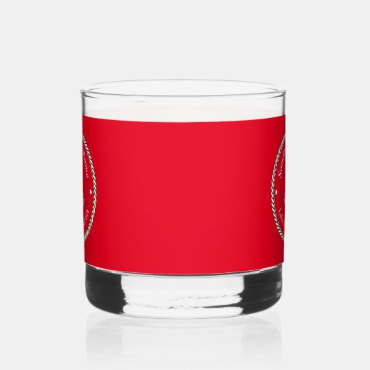 Nautische Ankerkabel Rood Wit Blauw Monogram Naam Whisky Glas (Links)