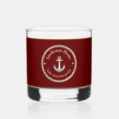 Nautische Ankerkabel Rood Wit Blauw Monogram Naam Whisky Glas (Voorkant)