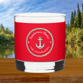 Nautische Ankerkabel Rood Wit Blauw Monogram Naam Whisky Glas