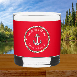 Nautische Ankerkabel Rood Wit Blauw Monogram Naam Whisky Glas