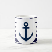 Nautische ankermok met blauwe en witte strepen koffiemok (Center)