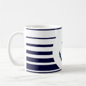 Nautische ankermok met blauwe en witte strepen koffiemok (Links)