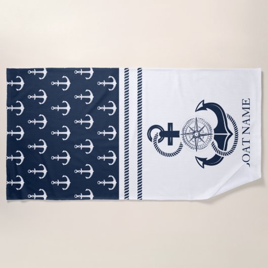 Nautische ankernaam strandlaken (Voorkant)