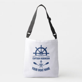 Nautische ankeroars Wielkapitein en naam boot Crossbody Tas