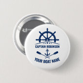 Nautische ankeroars Wielkapitein en naam boot Ronde Button 5,7 Cm (Voorkant /achterkant)