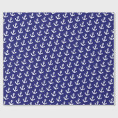 Nautische  ankerpatroon op Navy Blue Cadeaupapier (Vlak)