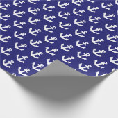 Nautische  ankerpatroon op Navy Blue Cadeaupapier (Hoek)