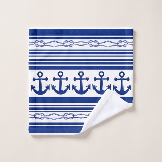 Nautische ankerpunten en -streepjes bad handdoek (Wasdoekje)