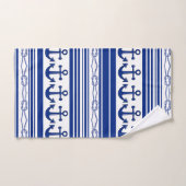 Nautische ankerpunten en -streepjes bad handdoek (Handdoek)