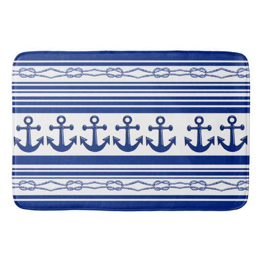 Nautische ankerpunten en -streepjes badmat (Voorkant)