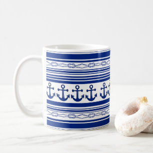 Nautische ankerpunten en -streepjes koffiemok