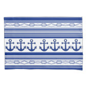 Nautische ankerpunten en -streepjes kussensloop (Voorkant-Links)