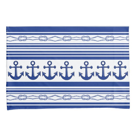 Nautische ankerpunten en -streepjes kussensloop (Voorkant-Rechts)