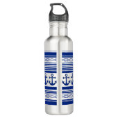 Nautische ankerpunten en -streepjes waterfles (Achterkant)