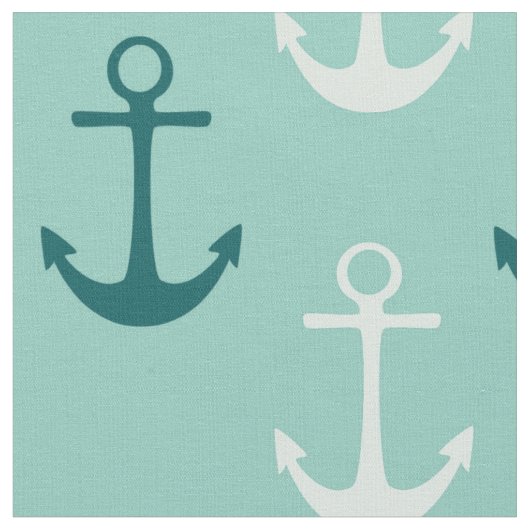 Nautische ankers Aqua Fabric Stof (Close Up)