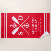 nautische ankers boot roeiriemen familie monogram  strandlaken (Voorkant)